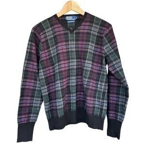 Polo Ralph Lauren Men's Plaid Lambswool Sweater 105 CM Size L Heritage Academia